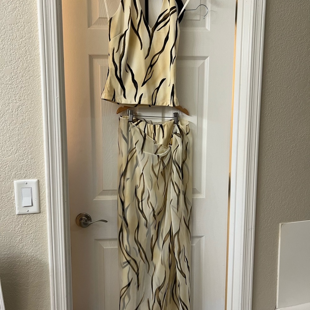 Cache Cream and Black Patterned Dress